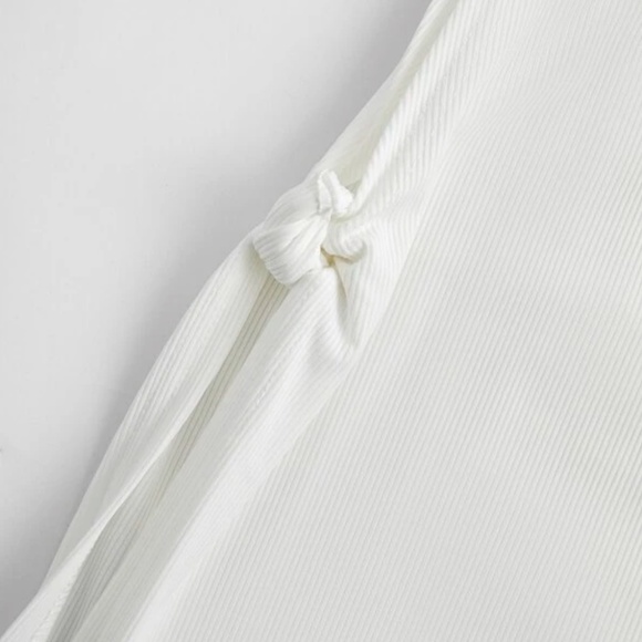 White Beach Coverup Rib Knit Side Cut - Picture 10 of 15